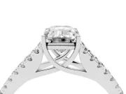 Emerald Cut Graduated Pave Split Shank Engagement Ring Setting | V Split Shoulders | Sterling Silver