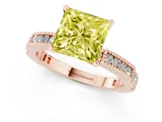 Princess Cut Vintage Pavé Engagement Ring Setting for a Fancy Yellow Lab-Grown Diamond | Rose Gold