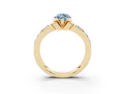 Marquise Half Bezel Engagement Ring Setting for a Fancy Blue Lab-Grown Diamond | Double Row Channel Band | Yellow Gold