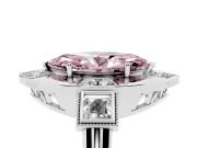 Fancy Pink Marquise Cut Diamond Milgrain Halo Ring Set in Platinum with Split Shank