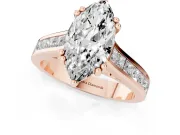 Marquise Cut Diamond Channel Set Solitaire Engagement Ring Set in Rose gold with Prong Setting