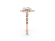 Pear-Shaped Vintage Halo Engagement Ring Setting | Bezel Station Shoulders | Rose Gold