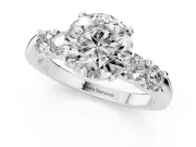 Round Five Stone Engagement Ring Setting | Prong-Set Side Stones | Sterling Silver