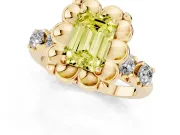Emerald Cut Floral Engagement Ring Setting for a Fancy Yellow Lab-Grown Diamond | Petal Frame | Yellow Gold