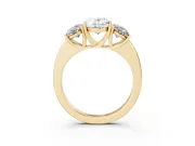 Oval Three Stone Engagement Ring Setting | Matching Side Stones | Yellow Gold
