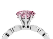 Heart-Shaped Station Engagement Ring Setting for a Fancy Pink Lab-Grown Diamond | Platinum