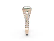 Princess Cut Halo Pavé Engagement Ring Setting for a Fancy Green Lab-Grown Diamond | Narrow Split Shank | Rose Gold