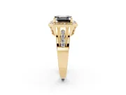 Asscher Cut Halo Engagement Ring Setting for a Black Center | Channel-Set Split Shank | Yellow Gold