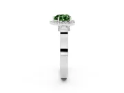 Heart-Shaped Halo Engagement Ring Setting for a Fancy Green Lab-Grown Diamond | Pointed Pave Shoulders | Platinum