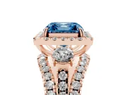 Asscher Cut Halo Split Shank Engagement Ring Setting for a Fancy Blue Lab-Grown Diamond | Round Side Stones | Rose Gold