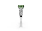 Emerald Cut Close Set Pave Engagement Ring Setting for a Fancy Green Lab-Grown Diamond | Multi Row | Sterling Silver