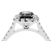 Emerald Cut Halo Engagement Ring Setting for a Black Center | Tapered Band | Platinum