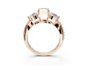 Radiant Cut Three Stone Engagement Ring Setting for a Fancy Yellow Lab-Grown Diamond | Tapered Pave Band | Rose Gold