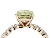Radiant Cut Pavé Engagement Ring Setting for a Fancy Yellow Lab-Grown Diamond | Alternating Accents | Yellow Gold