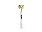 Fancy Yellow Heart Cut Diamond Solitaire Engagement Ring Set in White gold with Prong Setting and Polished Band
