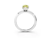 Fancy Yellow Marquise Cut Diamond Solitaire Engagement Ring Set in Silver with Flat Band and Prong Setting
