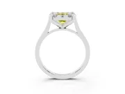 Emerald Cut Claw Corner Halo Engagement Ring Setting for a Fancy Yellow Lab-Grown Diamond | Plain Band | Sterling Silver