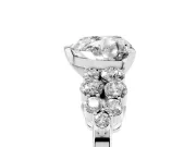 Heart Cut Diamond Cluster Engagement Ring Set in Platinum with Pavé Band and Prong Setting