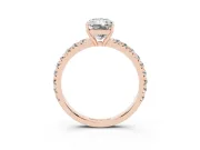 Radiant Cut Pave Engagement Ring Setting | Shared Prong Band | Rose Gold