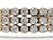 Round Lab-Grown Diamond Three-Row Tennis Bracelet | Claw Prong Cups | Yellow Gold