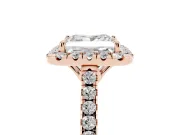Princess Cut Raised Halo Engagement Ring Setting | Pave Band | Rose Gold
