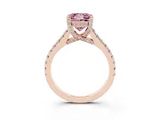 Princess Cut Hidden Halo Pave Engagement Ring Setting for a Fancy Pink Lab-Grown Diamond | Claw Prongs | Rose Gold
