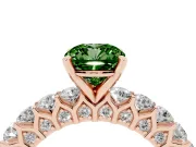 Cushion Cut Shared Prong Engagement Ring Setting for a Fancy Green Lab-Grown Diamond | Rose Gold