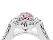 Pear-Shaped Large Accent Halo Engagement Ring Setting for a Fancy Pink Lab-Grown Diamond | Sterling Silver