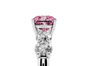 Cushion Cut Five Stone Engagement Ring Setting for a Fancy Pink Lab-Grown Diamond | Plain Band | Sterling Silver