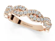 Round Lab-Grown Diamond Twisted Pavé Half Eternity Band | Interwoven Strands | Rose Gold