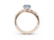 Cushion Cut Graduated Solitaire Engagement Ring Setting for a Fancy Blue Lab-Grown Diamond | Rose Gold