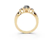 Marquise Three Stone Engagement Ring Setting for a Black Center | Pavé Split Shank | Yellow Gold