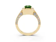 Radiant Cut Milgrain Halo Engagement Ring Setting for a Fancy Green Lab-Grown Diamond | Side Stones | Yellow Gold