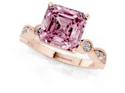 Asscher Cut Vintage Milgrain Engagement Ring Setting for a Fancy Pink Lab-Grown Diamond | Rose Gold