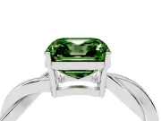 Fancy Green Asscher Cut Diamond Solitaire Twisted Pavé Ring Set in Silver with Prong Setting