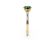Round Baguette Side Stone Engagement Ring Setting for a Fancy Green Lab-Grown Diamond | Yellow Gold