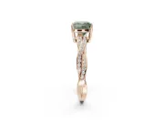 Cushion Cut Twisted Pavé Solitaire Engagement Ring Setting for a Fancy Green Lab-Grown Diamond | Open Basket | Rose Gold
