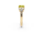 Fancy Yellow Asscher Cut Diamond Cluster Ring Set in Yellow gold with Round Accent Stones and Prong Setting on a Plain Band