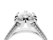 Marquise Cut Diamond Pavé Split Shank Solitaire Ring Set in White gold with Prong Setting