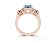 Round Close Set Five Stone Engagement Ring Setting for a Fancy Blue Lab-Grown Diamond | Rose Gold