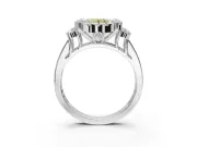Round Halo Engagement Ring Setting for a Fancy Yellow Lab-Grown Diamond | Graduated Channel Band | Sterling Silver