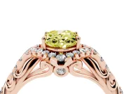 Oval Hidden Halo Filigree Engagement Ring Setting for a Fancy Yellow Lab-Grown Diamond | Rose Gold