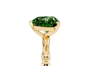 Fancy Green Heart Cut Diamond Solitaire Ring Set in Yellow gold with Bamboo Band and Prong Setting