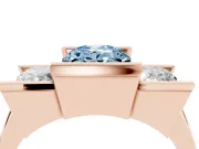 Oval Channel-Set Three Stone Engagement Ring Setting for a Fancy Blue Lab-Grown Diamond | Rose Gold