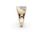 Round Three Stone Bypass Engagement Ring Setting | Sculpted Crossover Band | Yellow Gold