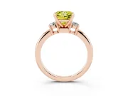 Princess Cut Three Stone Engagement Ring Setting for a Fancy Yellow Lab-Grown Diamond | Round Side Stones | Rose Gold