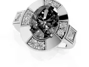 Oval Milgrain Sectioned Halo Engagement Ring Setting for a Black Center | Sterling Silver