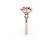 Radiant Cut Floral Engagement Ring Setting for a Fancy Pink Lab-Grown Diamond | Petal Frame and Side Stones | Rose Gold