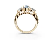 Marquise Three Stone Engagement Ring Setting for a Fancy Blue Lab-Grown Diamond | Tapered Pave Band | Yellow Gold