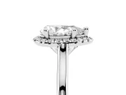 Pear-Shaped Halo Engagement Ring Setting | Plain Polished Band | Sterling Silver